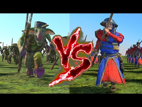 Gnoblars VS Spearmen-at-Arms. Total War Warhammer 3