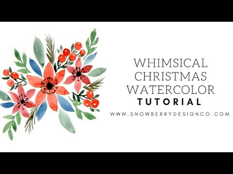 How to Paint Whimsical Poinsettias | BEGINNER WATERCOLOR TUTORIAL
