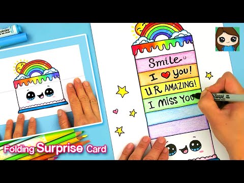 Spread Love Cuties! 🌈❤️How to Make a Folding Rainbow Cake Pop Up Surprise Card