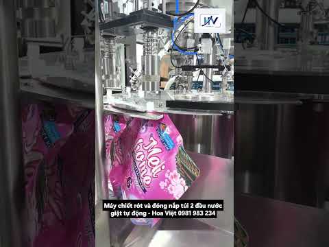 Máy chiết rót nước giặt tự động HV-NGTD12 và HV-TNGTD18 Máy chiết rót và đóng nắp túi 2 đầu nước giặt tự động