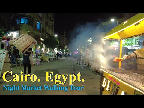Cairo. Egypt. Night Market. Walking Tour. 4K. ASMR.
