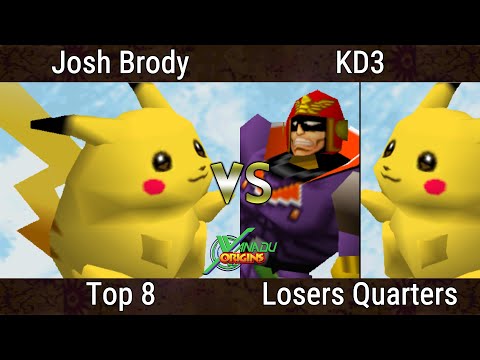 Xanadu Origins Top 8 - Josh Brody (Pikachu) Vs. KD3 (Pikachu, Falcon) Smash Bros - SSB64