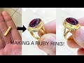 Making a Red Ruby Ring! Gold Jewelry Making | How it's Made | 4K Video