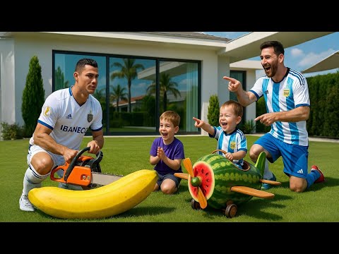Ronaldo Jr vs Messi Jr: The CRAZIEST Banana vs Watermelon Race Ever!