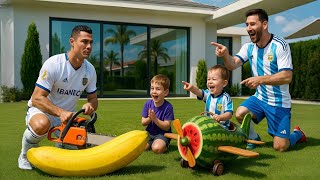 Download lagu Ronaldo Jr vs Messi Jr: The CRAZIEST Banana vs Watermelon Race Ever! mp3