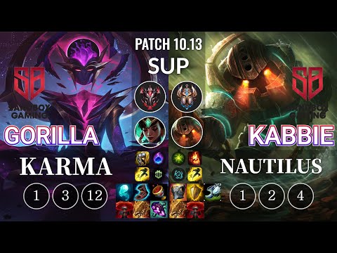 SB GorillA Karma vs SB Kabbie Nautilus Sup - KR Patch 10.13