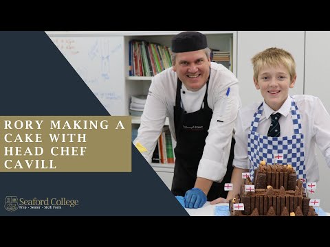 Rory making a cake with Head Chef Cavill