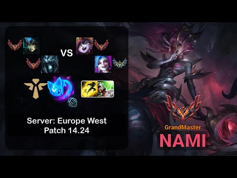 Nami Support + Karthus vs Lulu + Jinx - EUW GrandMaster - Patch 14.24