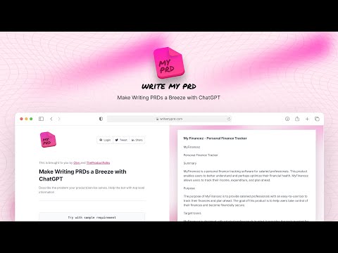 WriteMyPRD 공식 영상 미리보기