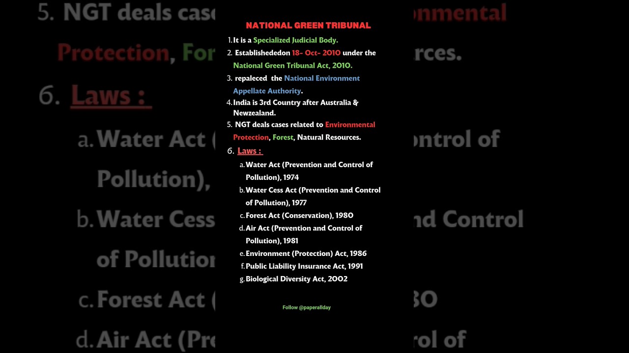 National Green tribunal #ngt #facts