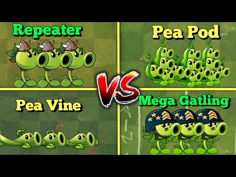 Team Pea x Repeater x Pea Pod x Pea Vine x Mega Gatling Fight || Who Will Win || pvz2