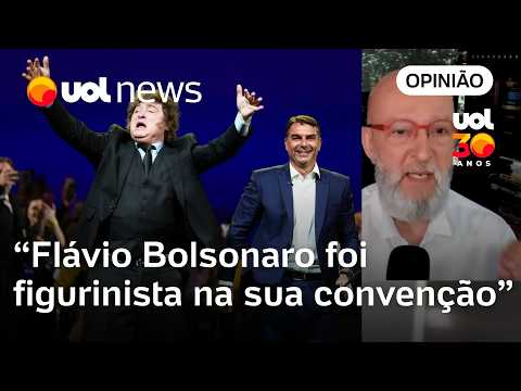 Com Milei e Bolsonaro de IA, Flávio Bolsonaro foi figurinista em sua própria convenção, diz Josias