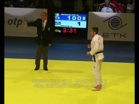 Judo ECh MADDALONI Marco (ITA) - BRAUN Akos (HUN) - 2008 Lissabon -73 kg Bronze Fight 柔道