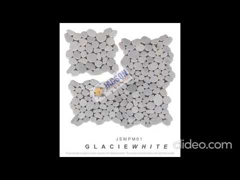 Glacie White Sliced Marble Pebble Mosaic