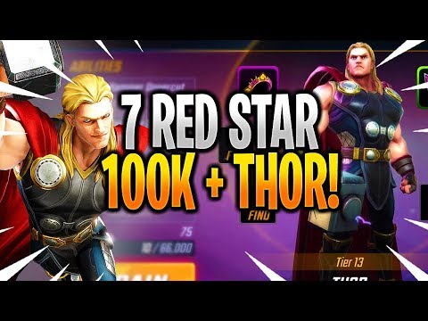 7 RED STAR THOR 100K+ POWER SHOWCASE & GAMEPLAY! - MARVEL Strike Force - MSF