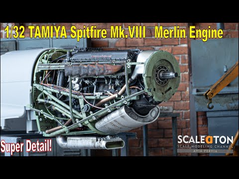 Tamiya Spitfire Mk.VIII 1/32 Scale Model Aircraft Build - Rolls-Royce Merlin 71 Engine