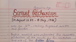 Samuel Richardson | Important Points | Major Works | Master Cadre English| UGC NET English