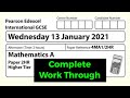 Wednesday 13 January 2021 Mathematics A Paper 2HR Higher Tier International GCSE Edexcel 4MA1 2HR