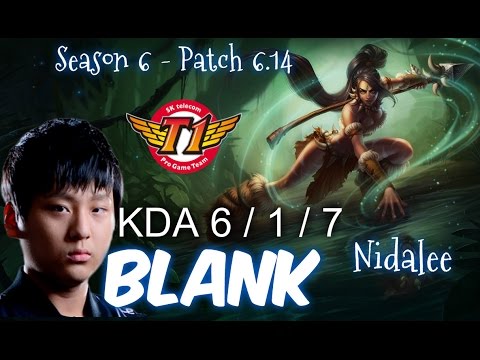SKT T1 Blank NIDALEE vs LEE SIN Jungle - Patch 6.14 KR Ranked | League of Legends