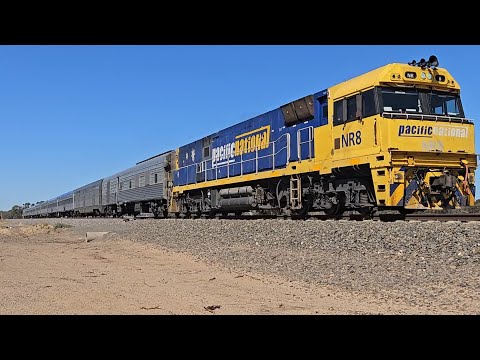 2MA8 JBRE The Overland (NR8, 10V), Melbourne to Adelaide, 1413, 24/3/25, Dimboola West VIC