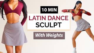 10 MIN STANDING FAT BURN | Dance Workout with Weights (No Jumping)