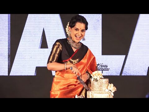 Kangana Ranaut Cuts Birthday Cake With Media At Thalaivi Trailer Launch