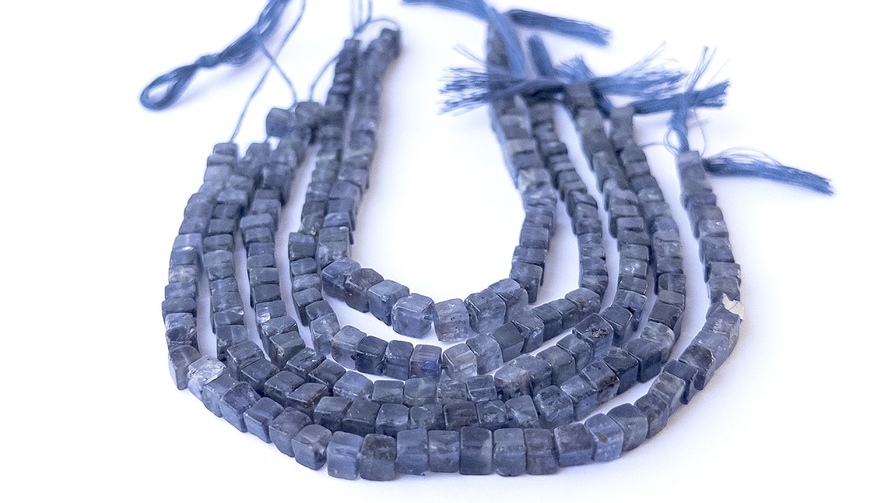 Iolite | Smooth Cube | Various 4.5-5.3mm Bead Size | 20cm Strand Length video