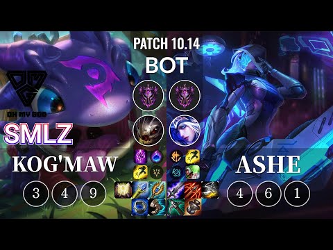 OMG Smlz Kog'Maw vs Ashe Bot - KR Patch 10.14