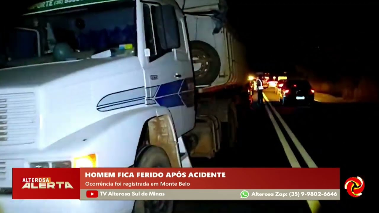 Batida entre carro e carreta em Monte Belo