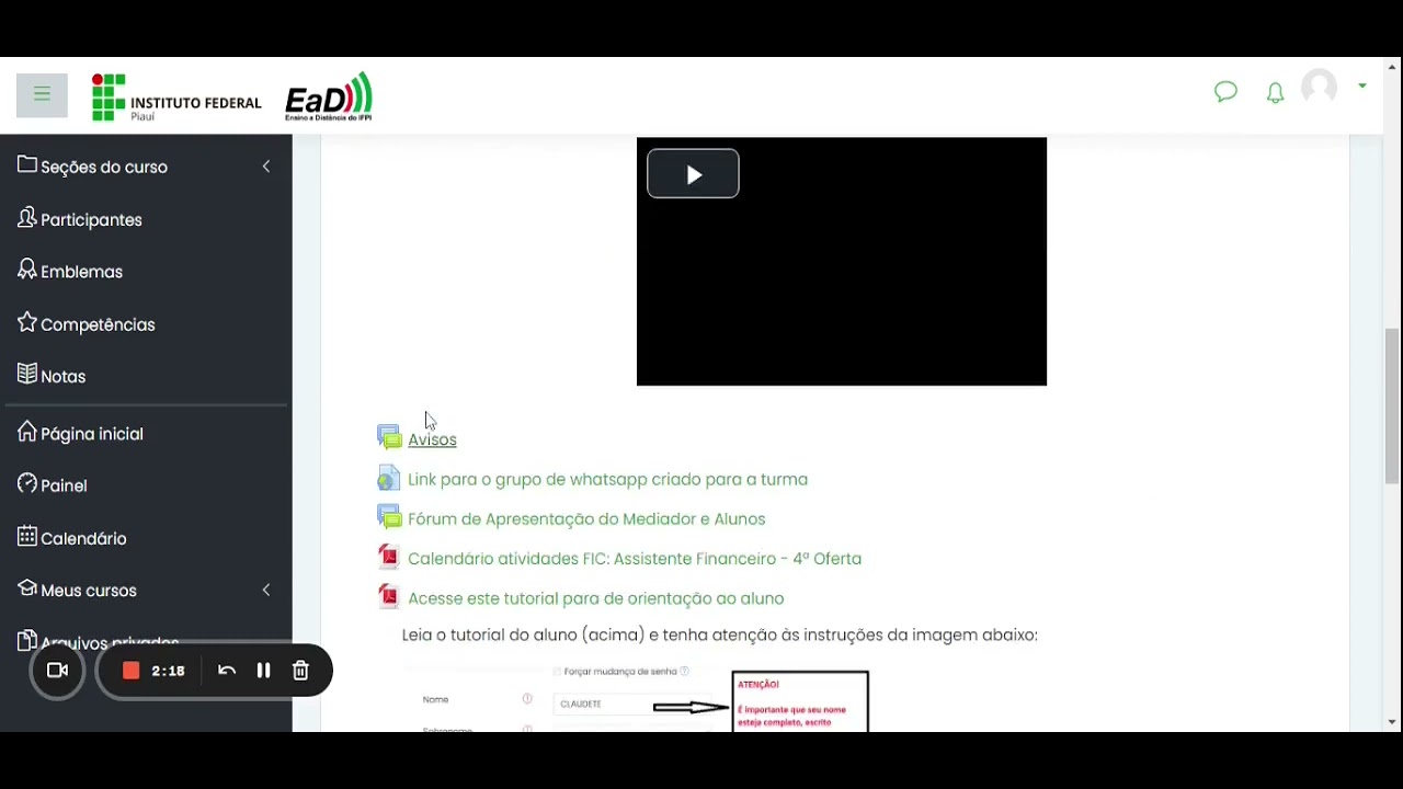 Aula 9: Fórum de Avisos no Moodle