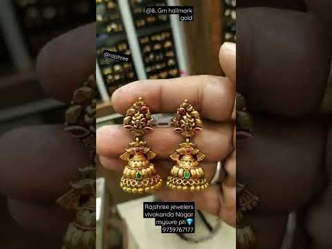 Antique Earring hashtags 16 gold hallmark jewelry, Rajshree jellewers,earning , gold earning #goldea