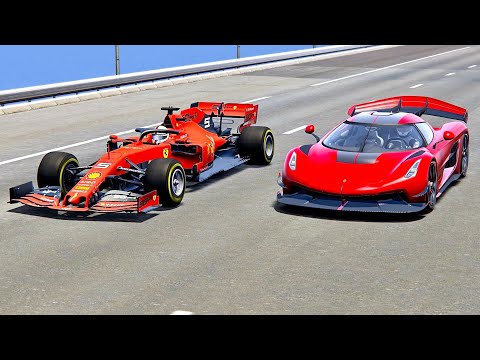 Koenigsegg Jesko vs Ferrari F1 2019 Jet Engine - Drag Race 20 KM