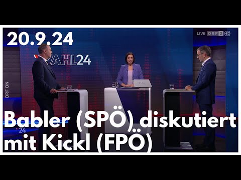 Wahl 24 - Die Konfrontation Babler (SPÖ) diskutiert mit Kickl (FPÖ) 20.9.24