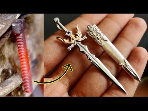 turning rusty bolt into sword pendant#swordpendant #makinglittlesword #swordmaking #videohandmaki