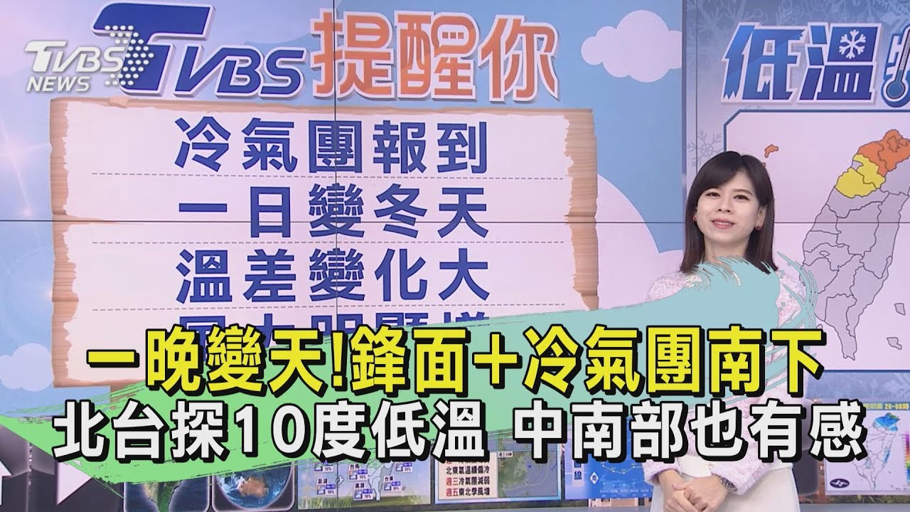 一晚變天!鋒面+冷氣團南下 北台探10度低溫中南部也有感