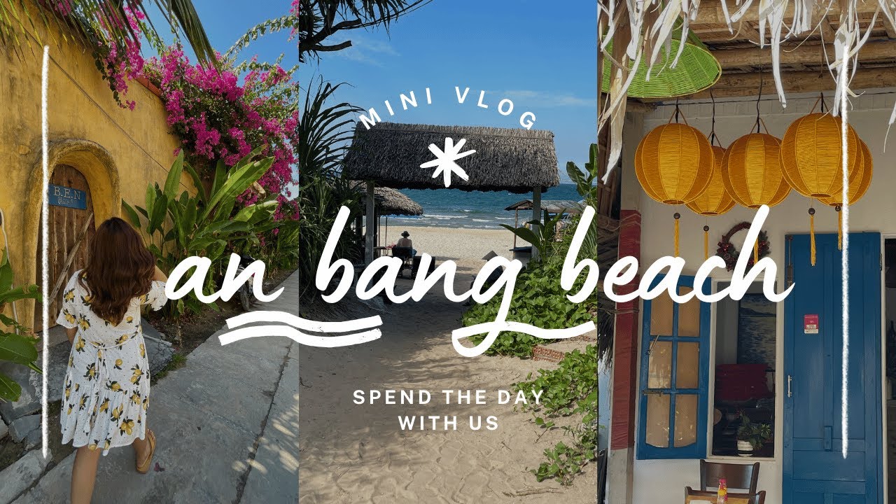 Two tourists stroll along the sandy shores of An Bang Beach, soaking in the tranquil vibes.