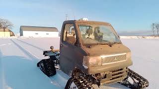 GPS＆ゼンマイ仕掛けでゆっくり真っ直ぐ走るクローラー軽トラ