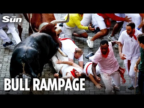Raging 1260lb bull gores man in brutal Pamplona stampede