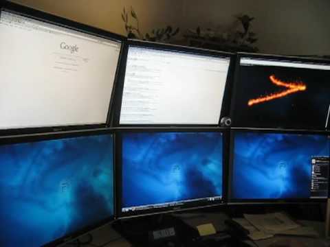 Multiple (6) Monitors in Ubuntu Linux with KDE and Compiz Fusion