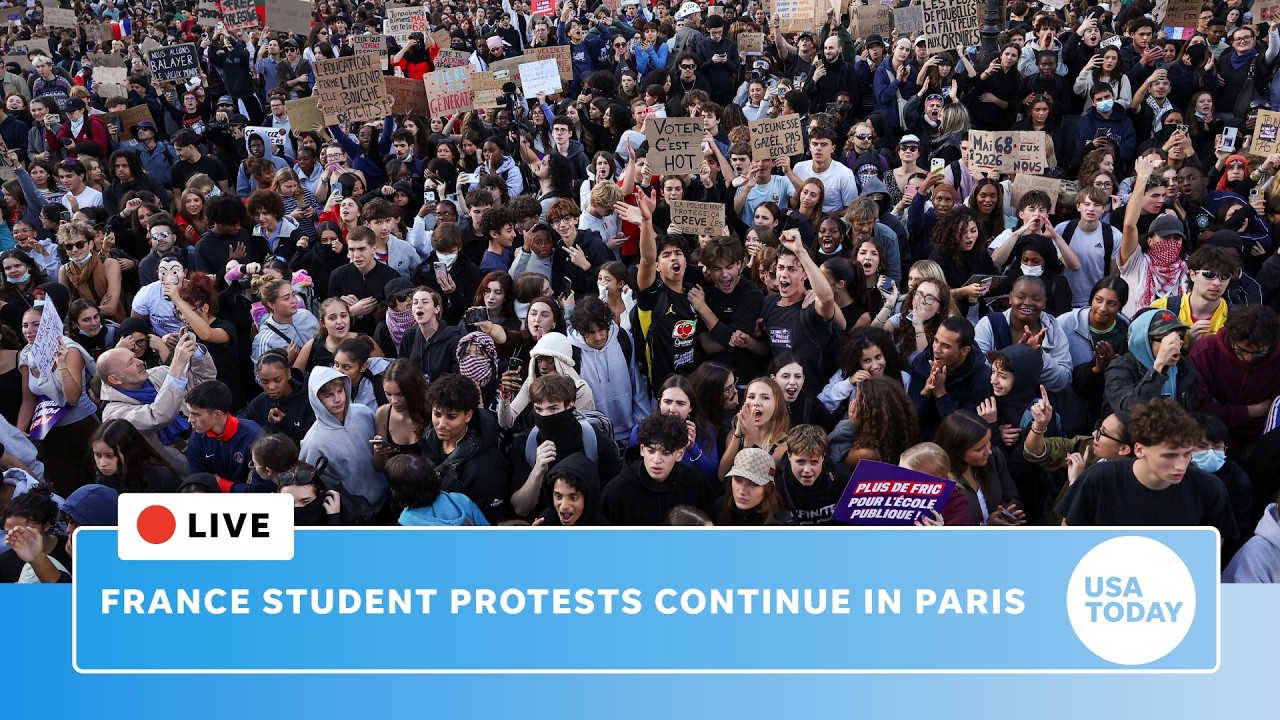 Live: France student protests continue in Paris amid riot police clashes