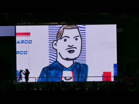 PSG / RC Strasbourg 28.12.2022 : 2-1 (L1 J16) 1/3 : Composition équipes avec dessins d'enfants