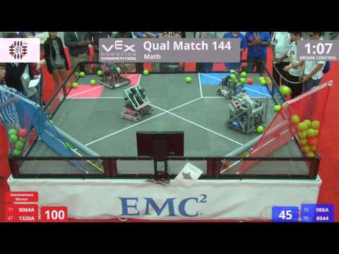 VEX Worlds 2016 - VRC High School - Math - Qual 144 (9064A 1320A) 152 vs 232 (986A 8044)