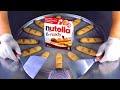 ASMR Massive Nutella B Ready Ice Cream Rolls Oddly Satisfying Bready Chocolate Tapping Sounds 4k