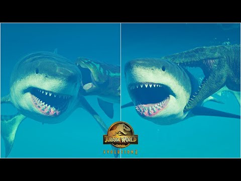 MEGALODON DEATH ANIMATIONS VS ALL LARGE MARINE REPTILES | JURASSIC WORLD EVOLUTION 2