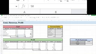 Calculating Cost, Revenue, and Profit using Google Sheets
