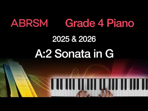 Sonata in G / ABRSM Grade 4 Piano 2025 & 2026, A:2 / Synthesia Piano tutorial + Slow Version