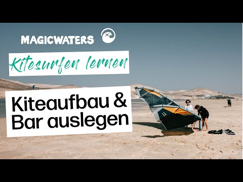 Safely set up your kite and lay out the bar - learn to kitesurf