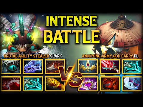 INTENSE HARD-CARRY BATTLE | BRUTAL AGILITY STEALER SLARK VS. ANNOYING ARMY GOD PHANTOM LANCER DOTA 2