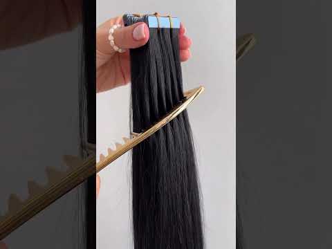 Волосся для стрічкового нарощування, 50 см, пряме, 40 пасм, чорне (01) video