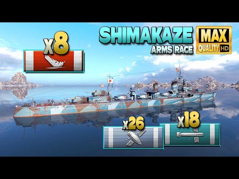 Destroyer Shimakaze: 8 ships destroyed in Arms Race - World of Warships